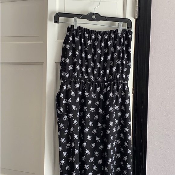 OOTD black and white flowered strapless jumpsuit - Picture 5 of 8